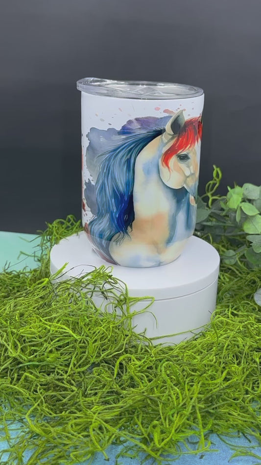 Watercolor Horse Wine Tumbler