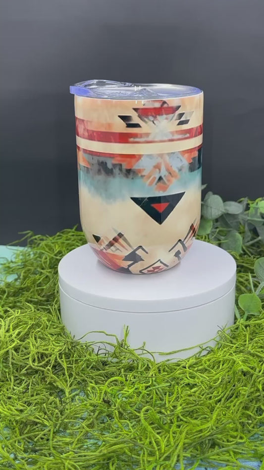 Aztec Rug 4 Wine Tumbler