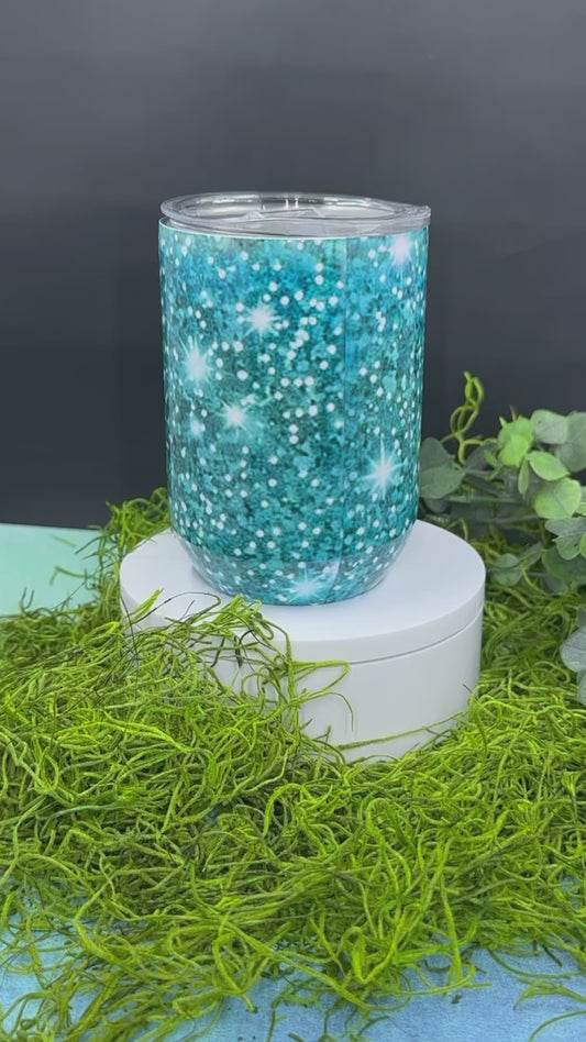 Turquoise Glitter Wine Tumbler
